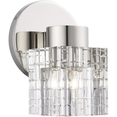 17371-35 1 Light Polished Nickel Crystal Single Sconce-Lighting LumensWall Sconces