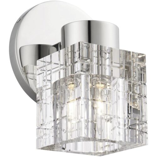 17371-35 1 Light Polished Nickel Crystal Single Sconce-Lighting LumensWall Sconces