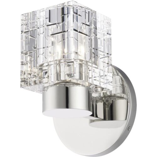 17371-35 1 Light Polished Nickel Crystal Single Sconce-Lighting LumensWall Sconces