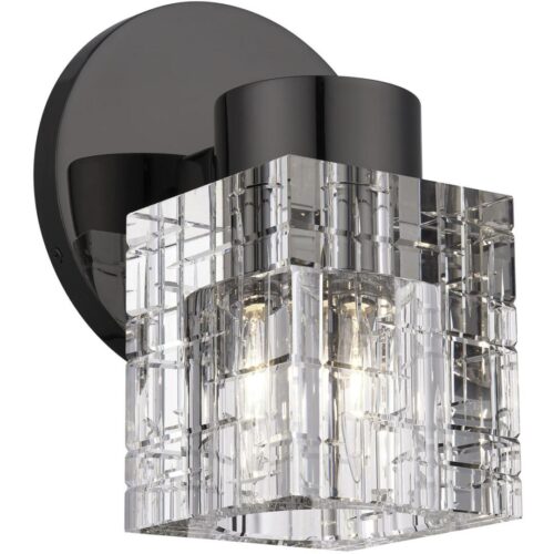 17371-46 1 Light Black Chrome Crystal Single Sconce-Lighting LumensWall Sconces