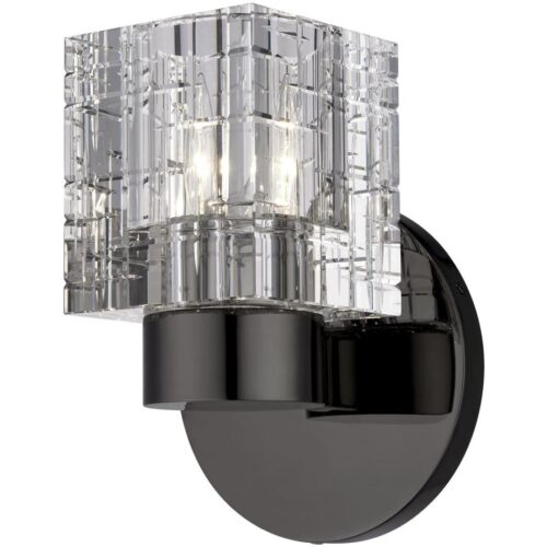 17371-46 1 Light Black Chrome Crystal Single Sconce-Lighting LumensWall Sconces