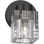 17371-46 1 Light Black Chrome Crystal Single Sconce-Lighting LumensWall Sconces