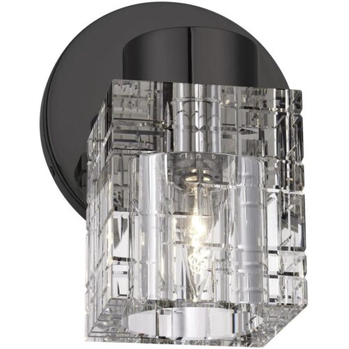 17371-46 1 Light Black Chrome Crystal Single Sconce-Lighting LumensWall Sconces