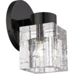 17371-46 1 Light Black Chrome Crystal Single Sconce-Lighting LumensWall Sconces