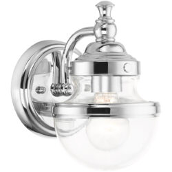 5.5 inch 1 Light Polished Chrome Wall Sconce with Hand Blown Clear Glass Shade-Lighting LumensWall Sconces