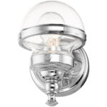 5.5 inch 1 Light Polished Chrome Wall Sconce with Hand Blown Clear Glass Shade-Lighting LumensWall Sconces