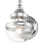 5.5 inch 1 Light Polished Chrome Wall Sconce with Hand Blown Clear Glass Shade-Lighting LumensWall Sconces