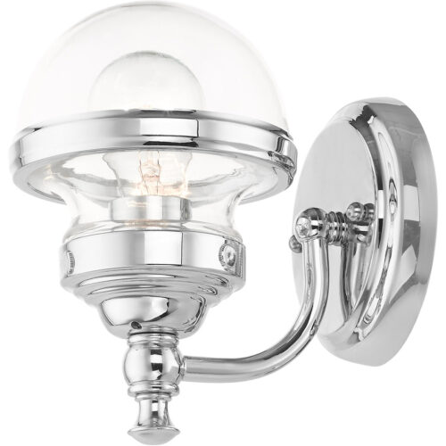 5.5 inch 1 Light Polished Chrome Wall Sconce with Hand Blown Clear Glass Shade-Lighting LumensWall Sconces