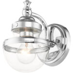 5.5 inch 1 Light Polished Chrome Wall Sconce with Hand Blown Clear Glass Shade-Lighting LumensWall Sconces