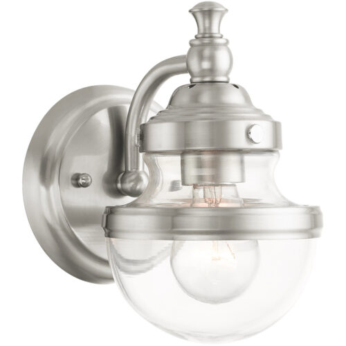 5.5 inch 1 Light Brushed Nickel Wall Sconce with Hand Blown Clear Glass Shade-Lighting LumensWall Sconces