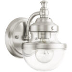 5.5 inch 1 Light Brushed Nickel Wall Sconce with Hand Blown Clear Glass Shade-Lighting LumensWall Sconces