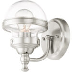 5.5 inch 1 Light Brushed Nickel Wall Sconce with Hand Blown Clear Glass Shade-Lighting LumensWall Sconces