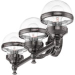 24 inch 3 Light Polished Black Chrome Bathroom Vanity light fixture with Hand Blown Clear Glass Shade-Lighting LumensBath/Vanity