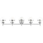 42 inch 5 Light Polished Chrome Bathroom Vanity light fixture with Hand Blown Clear Glass Shade-Lighting LumensBath/Vanity