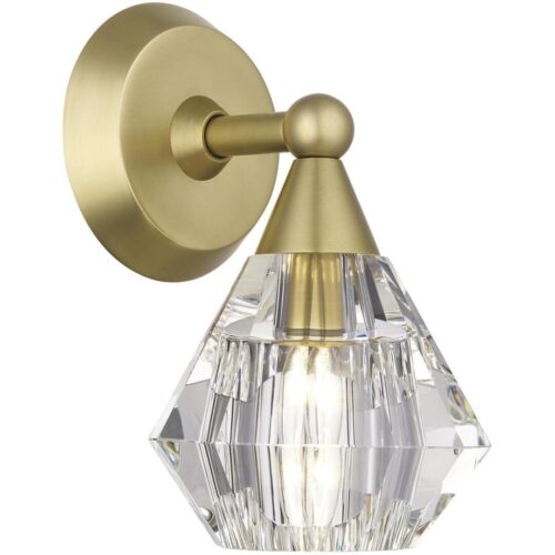 17811-08 1 Light Natural Brass Crystal Single Sconce-Lighting LumensWall Sconces