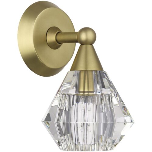 17811-08 1 Light Natural Brass Crystal Single Sconce-Lighting LumensWall Sconces