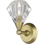 17811-08 1 Light Natural Brass Crystal Single Sconce-Lighting LumensWall Sconces