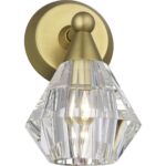 17811-08 1 Light Natural Brass Crystal Single Sconce-Lighting LumensWall Sconces