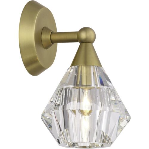 17811-08 1 Light Natural Brass Crystal Single Sconce-Lighting LumensWall Sconces