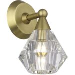 17811-08 1 Light Natural Brass Crystal Single Sconce-Lighting LumensWall Sconces