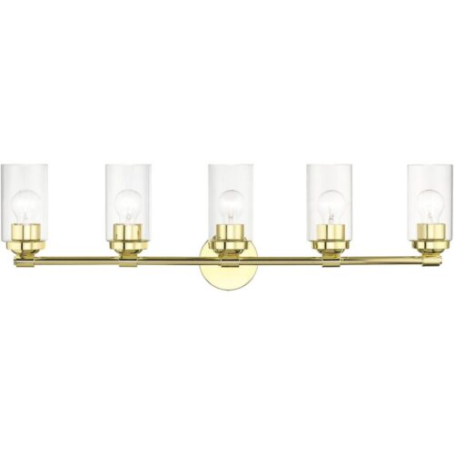 18085-02 5 Light Polished Brass Large Vanity Sconce-Lighting LumensWall Sconces