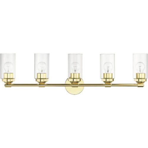 18085-02 5 Light Polished Brass Large Vanity Sconce-Lighting LumensWall Sconces