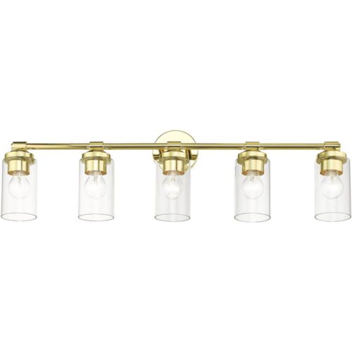 18085-02 5 Light Polished Brass Large Vanity Sconce-Lighting LumensWall Sconces