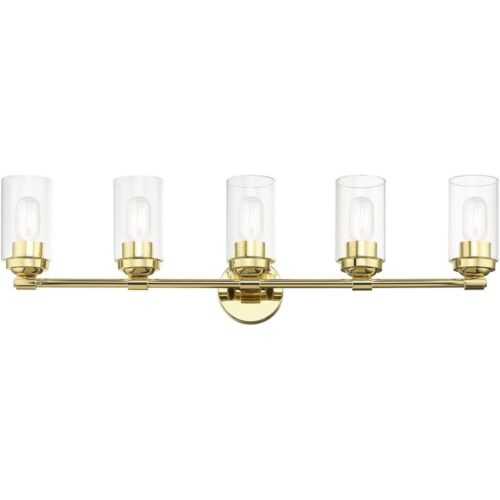 18085-02 5 Light Polished Brass Large Vanity Sconce-Lighting LumensWall Sconces