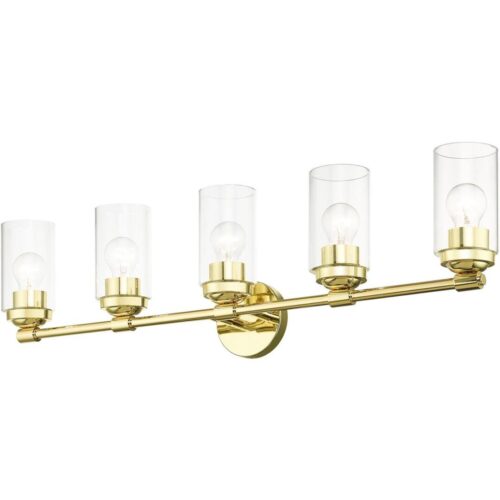 18085-02 5 Light Polished Brass Large Vanity Sconce-Lighting LumensWall Sconces