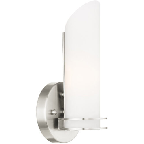 4.5 inch 1 Light Brushed Nickel Bathroom Vanity light fixture/Wall Sconce with White Glass Shade-Lighting LumensWall Sconces