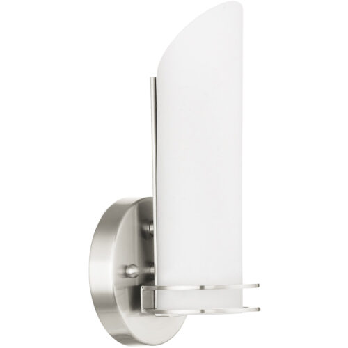 4.5 inch 1 Light Brushed Nickel Bathroom Vanity light fixture/Wall Sconce with White Glass Shade-Lighting LumensWall Sconces