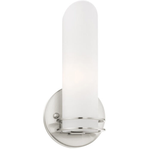 4.5 inch 1 Light Brushed Nickel Bathroom Vanity light fixture/Wall Sconce with White Glass Shade-Lighting LumensWall Sconces