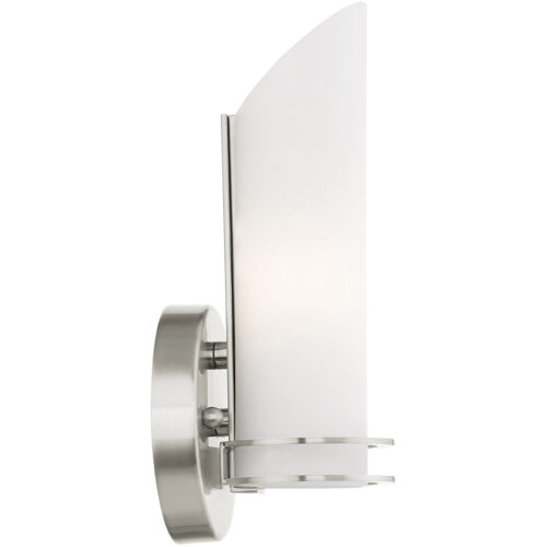 4.5 inch 1 Light Brushed Nickel Bathroom Vanity light fixture/Wall Sconce with White Glass Shade-Lighting LumensWall Sconces