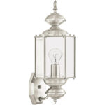 7 inch 1 Light Brushed Nickel Outdoor Wall Lantern Pendant Lighting Fixture with Clear Beveled Glass Shade-Lighting LumensLantern