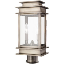 5.5 inch 2 Light VPW Outdoor Post Lantern with Clear Glass Shade-Lighting LumensLantern