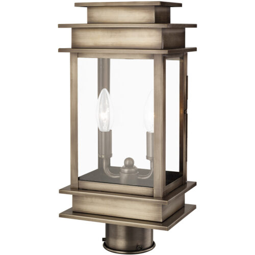 5.5 inch 2 Light VPW Outdoor Post Lantern with Clear Glass Shade-Lighting LumensLantern