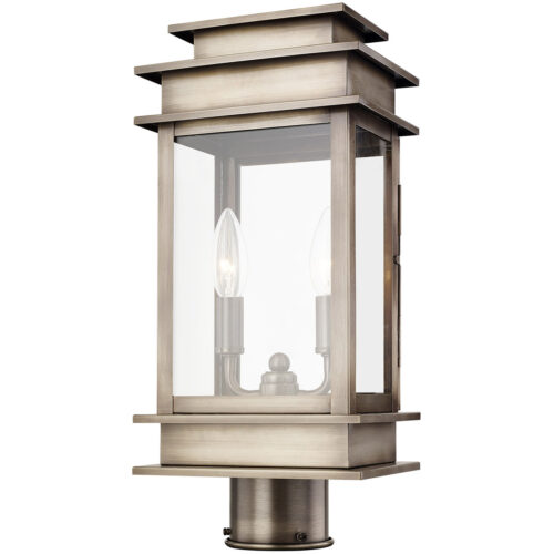 5.5 inch 2 Light VPW Outdoor Post Lantern with Clear Glass Shade-Lighting LumensLantern