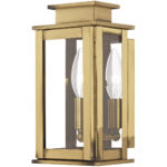 4.75 inch 1 Light Antique Brass Outdoor Wall Lantern with Clear Glass Shade-Lighting LumensLantern