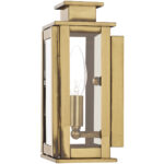 4.75 inch 1 Light Antique Brass Outdoor Wall Lantern with Clear Glass Shade-Lighting LumensLantern