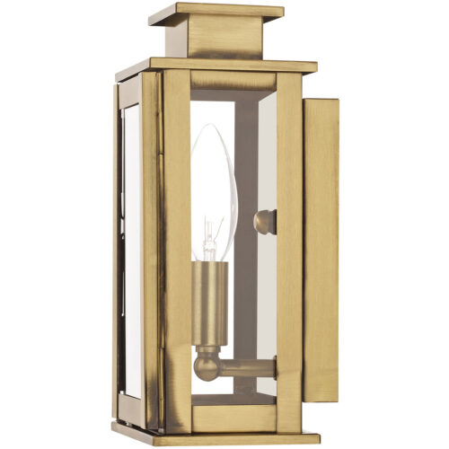 4.75 inch 1 Light Antique Brass Outdoor Wall Lantern with Clear Glass Shade-Lighting LumensLantern