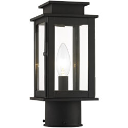 4.75 inch 1 Light Black Outdoor Post Lantern with Clear Glass Shade-Lighting LumensLantern