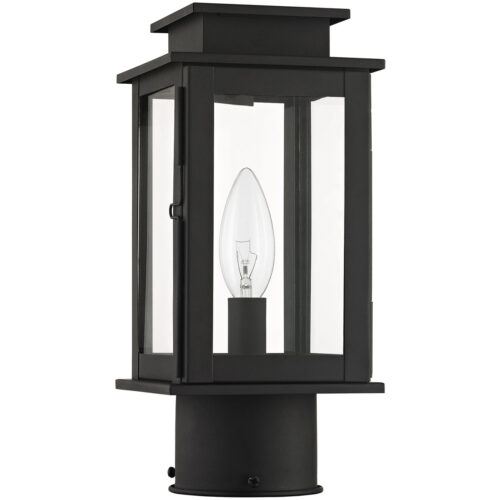 4.75 inch 1 Light Black Outdoor Post Lantern with Clear Glass Shade-Lighting LumensLantern