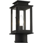 4.75 inch 1 Light Black Outdoor Post Lantern with Clear Glass Shade-Lighting LumensLantern