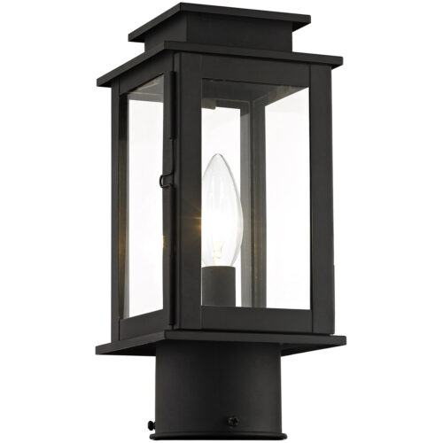 4.75 inch 1 Light Black Outdoor Post Lantern with Clear Glass Shade-Lighting LumensLantern