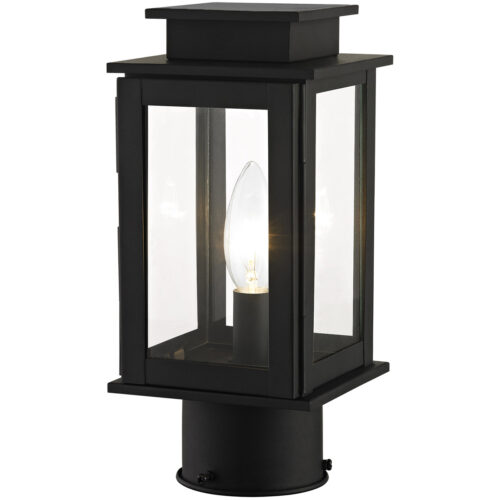 4.75 inch 1 Light Black Outdoor Post Lantern with Clear Glass Shade-Lighting LumensLantern