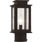 4.75 inch 1 Light Bronze Outdoor Post Lantern with Clear Glass Shade-Lighting LumensLantern