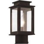 4.75 inch 1 Light Bronze Outdoor Post Lantern with Clear Glass Shade-Lighting LumensLantern