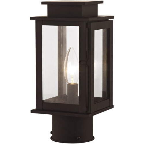 4.75 inch 1 Light Bronze Outdoor Post Lantern with Clear Glass Shade-Lighting LumensLantern