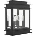 12.5 inch 3 Light Black Outdoor Wall Lantern with Clear Glass Shade-Lighting LumensLantern