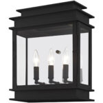 12.5 inch 3 Light Black Outdoor Wall Lantern with Clear Glass Shade-Lighting LumensLantern